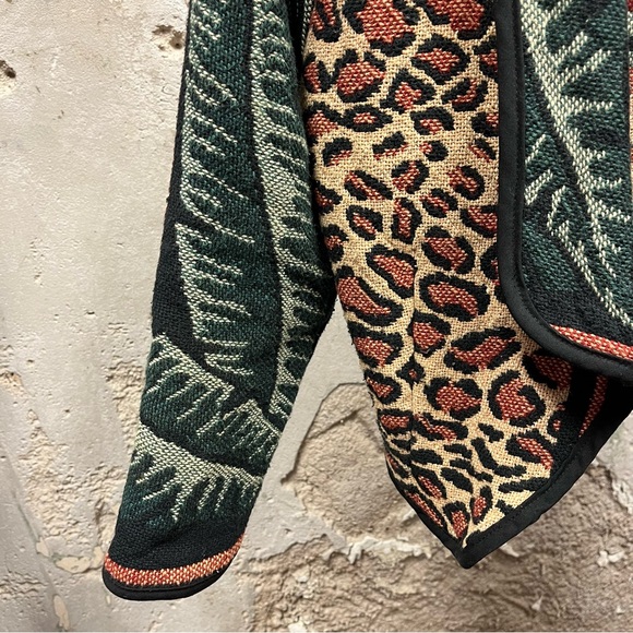 Kokopelli New Mexico Collection Animal Print Safari Open Front Sweater Jacket S - Picture 4 of 4